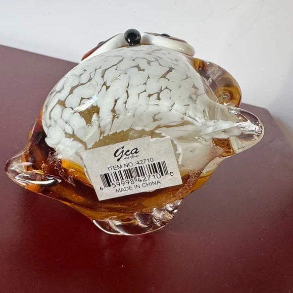 He’s Art Glass Handcrafted Glass Owl Figurine - Orange and White - Picture 5 of 7